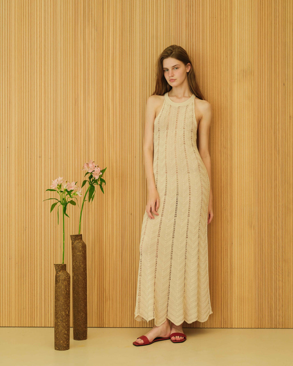 Fine Cotton Dress with Zig Zag Crochet