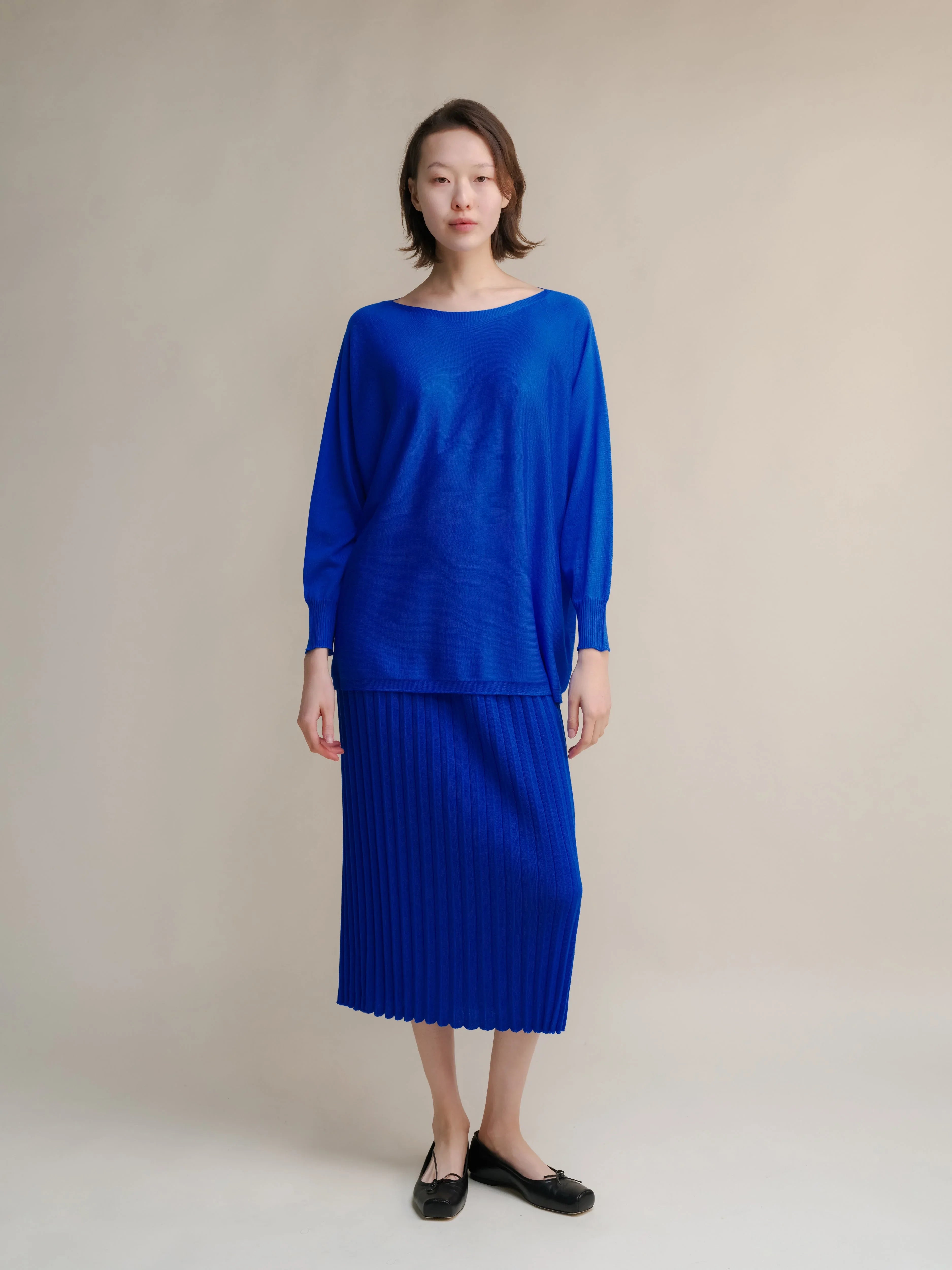 Maglione Extra Fine Merino Wool Boat Neck Oversized (3D-Knit) - Nibe Clothing