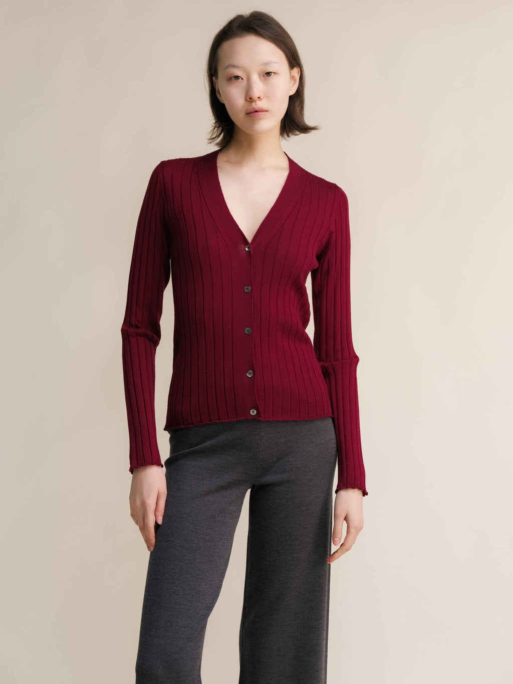 Extra Fine Merino Wool V Neck Cardigan