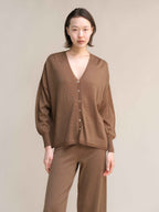 Extra Fine Merino Wool Oversized V-Neck Cardigan (3D-Knit)