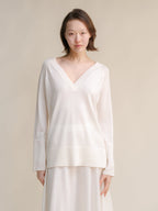Maxi V-neck sweater in extra-fine merino wool