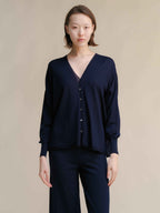 Extra Fine Merino Wool Oversized V-Neck Cardigan (3D-Knit)