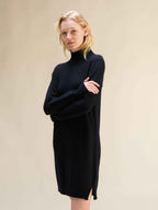 Cashmere Mix High Neck Midi Dress