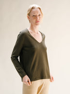 Maglione a V in misto cashmere (3D-Knit)