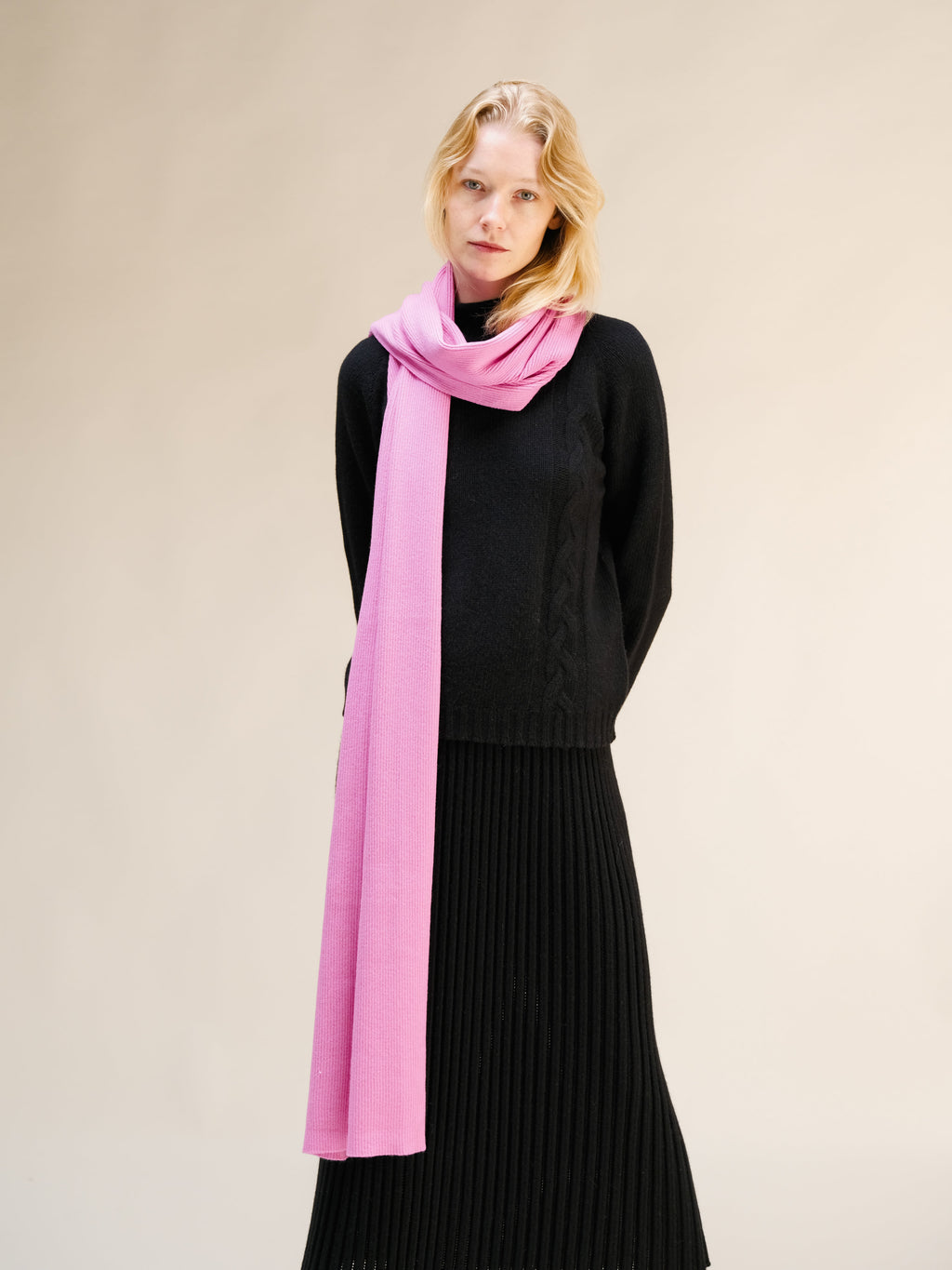 Pure Cashmere Maxi Ribbed Scarf