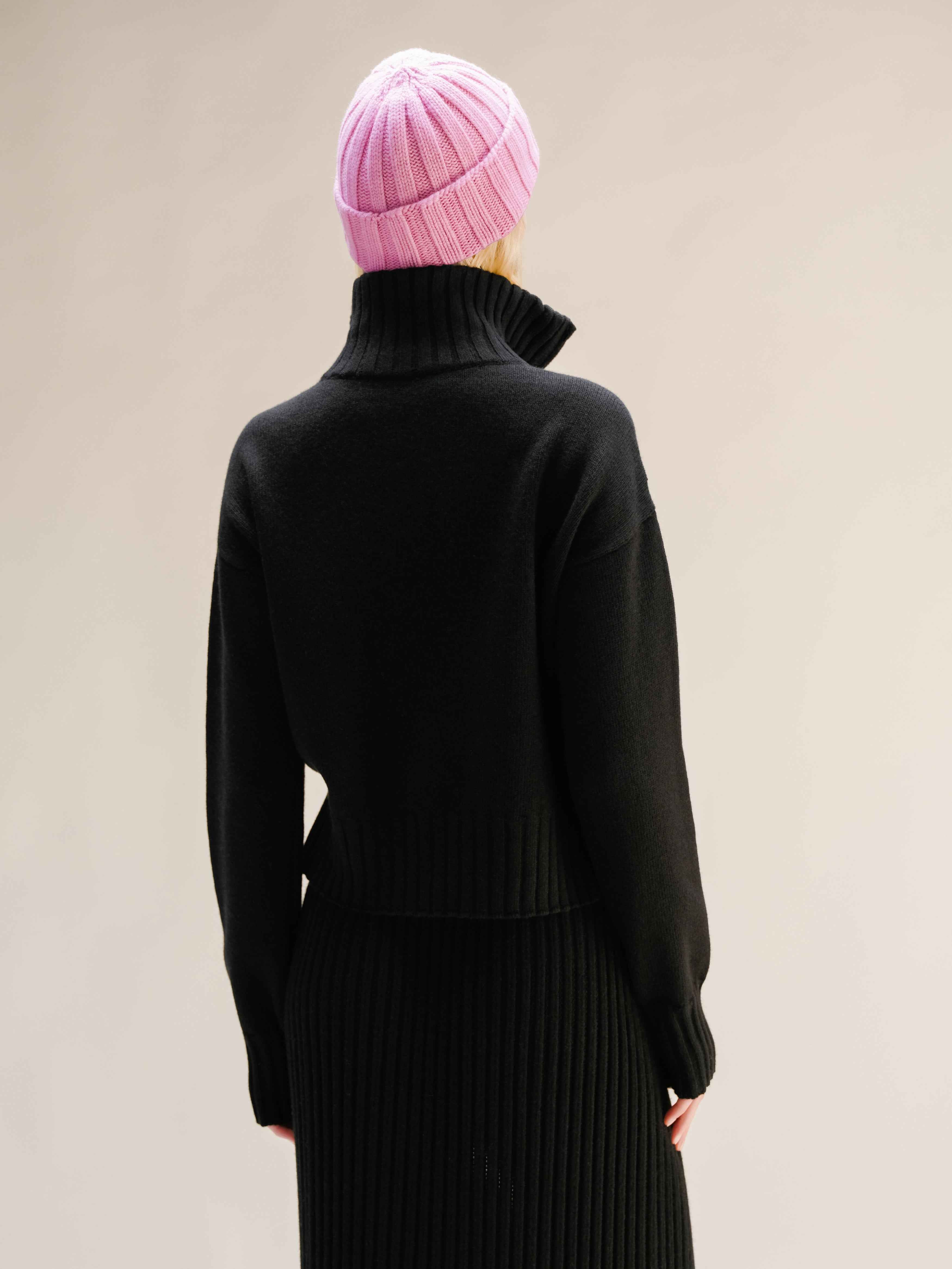 Cashmere Mix High Neck Sweater with Zip