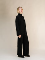 Cashmere Mix Ribbed High Neck with Lateral Slits