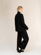 Cashmere Mix Ribbed High Neck with Lateral Slits