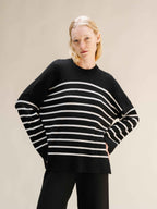 Cashmere Mix Striped Crewneck Sweater