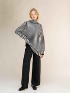 Cashmere Mix Oversized Striped Turtleneck Sweater