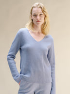 Cashmere Blend Ribbed V-Neck Sweater