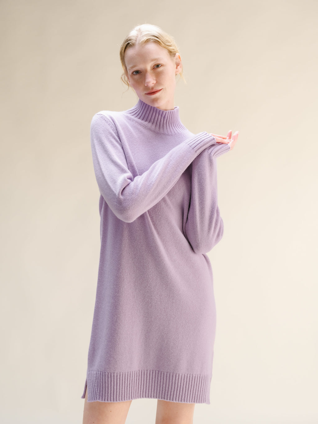Abito midi a collo alto in misto cashmere