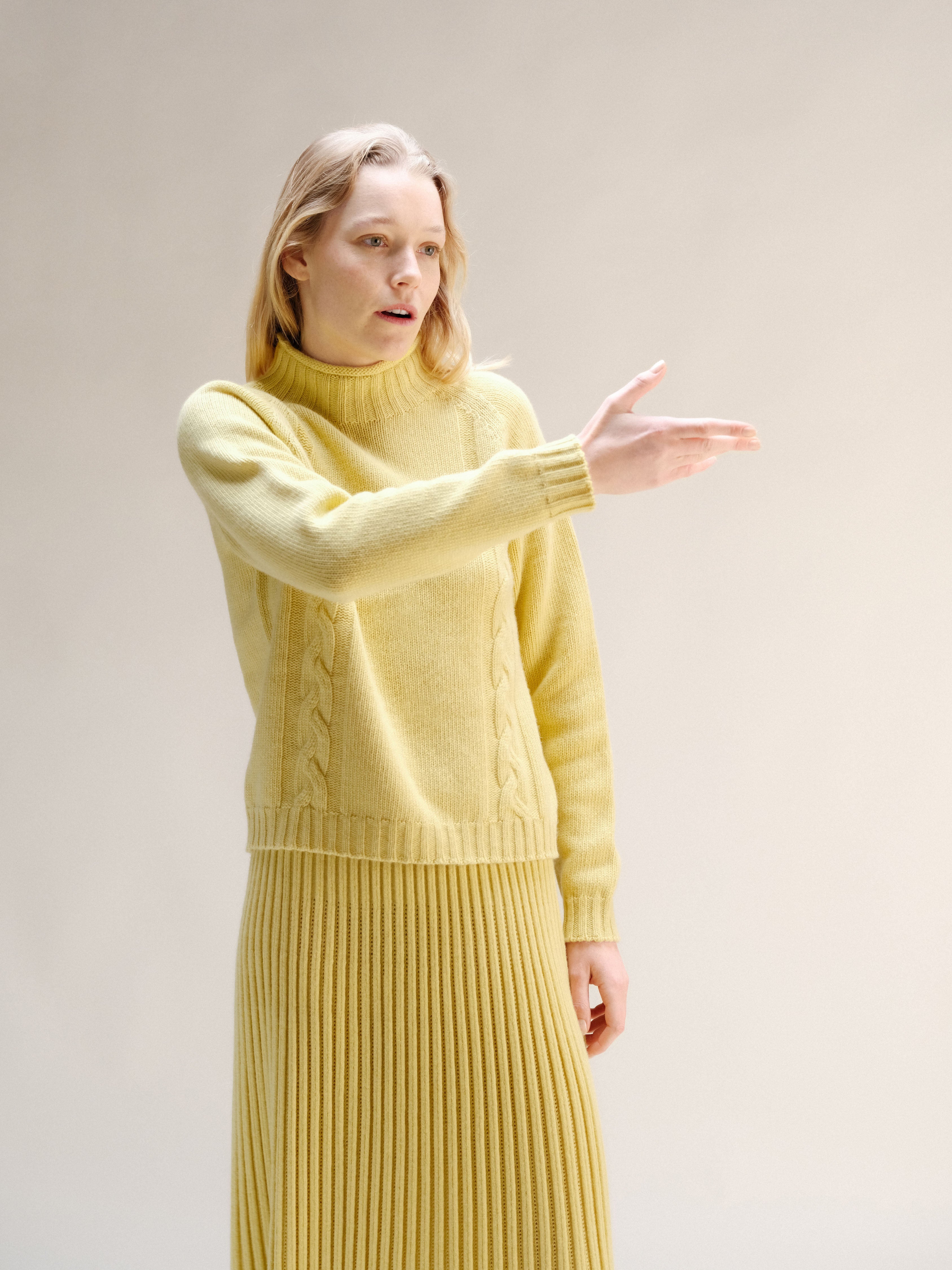 Maglione a trecce “Ricciolo” in misto cashmere (3D-Knit)