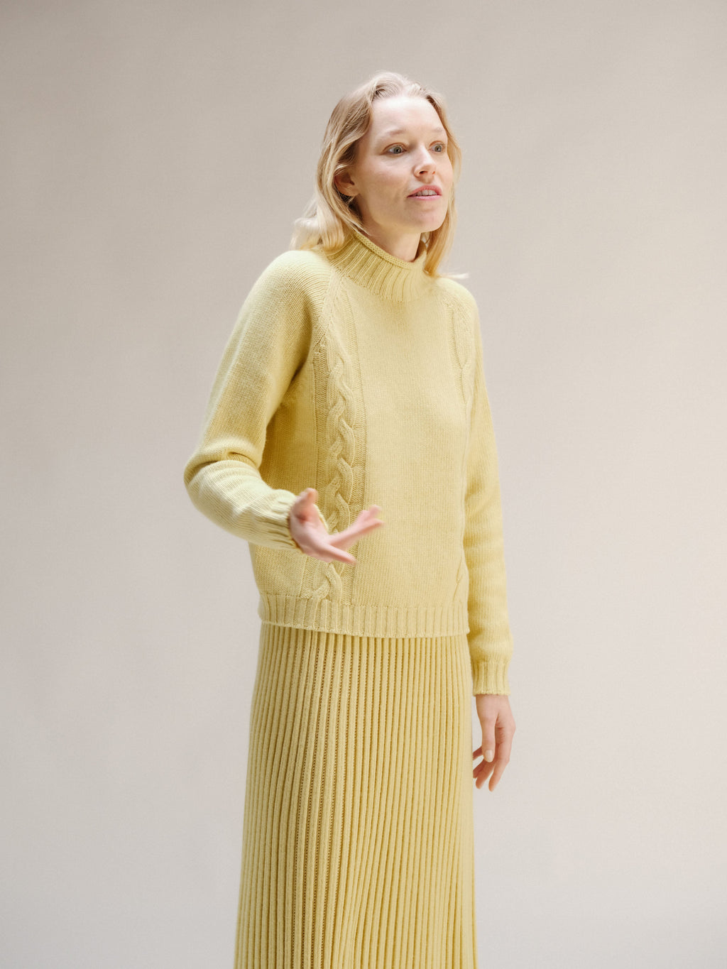 Maglione a trecce “Ricciolo” in misto cashmere (3D-Knit)