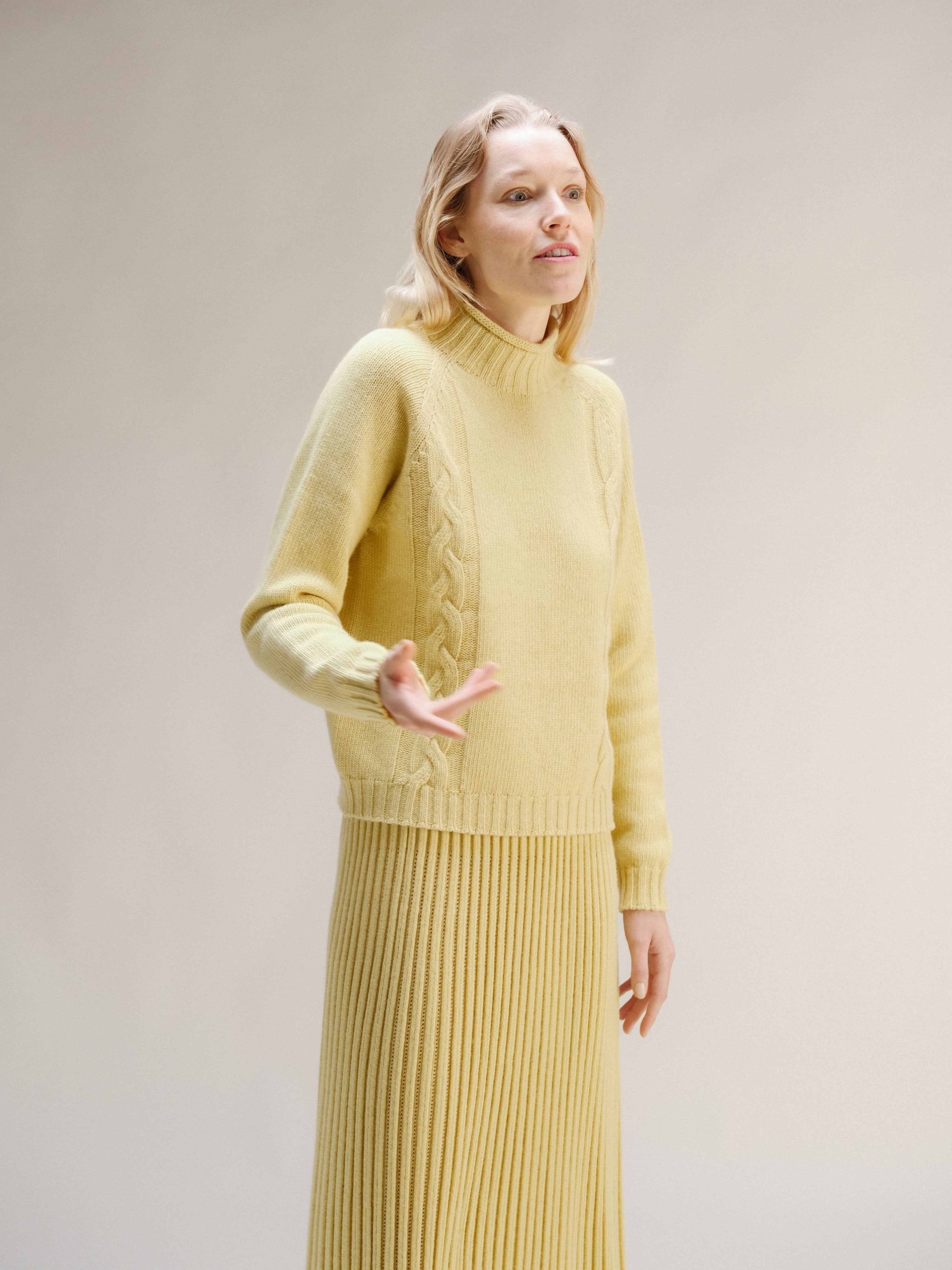 Maglione a trecce “Ricciolo” in misto cashmere (3D-Knit)