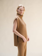 Cashmere Mix Sleeveless Turtle Neck Tunic