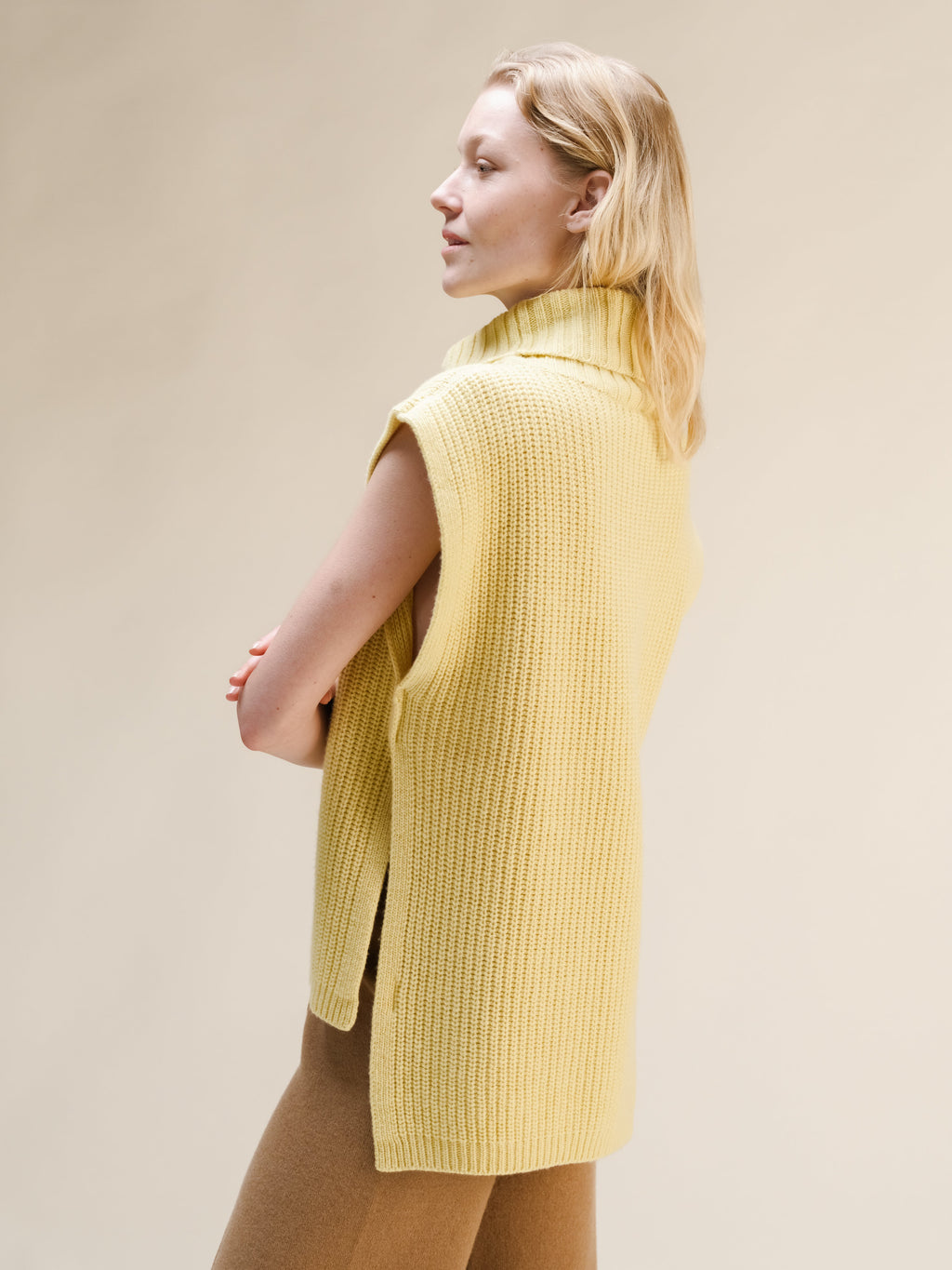 Cashmere Mix Sleeveless Turtle Neck Tunic