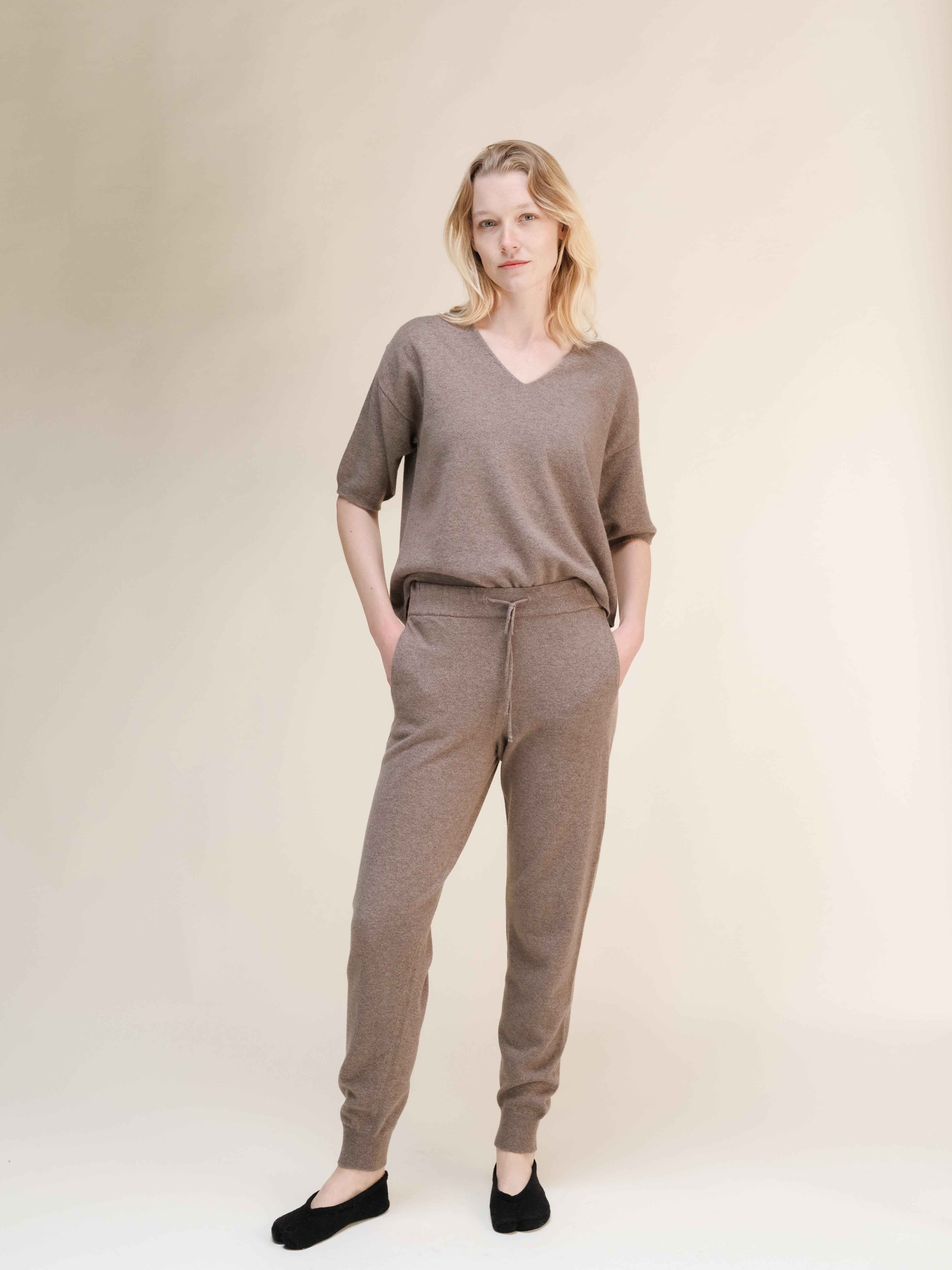 Cashmere Mix V-Neck T-Shirt (3D-Knit)