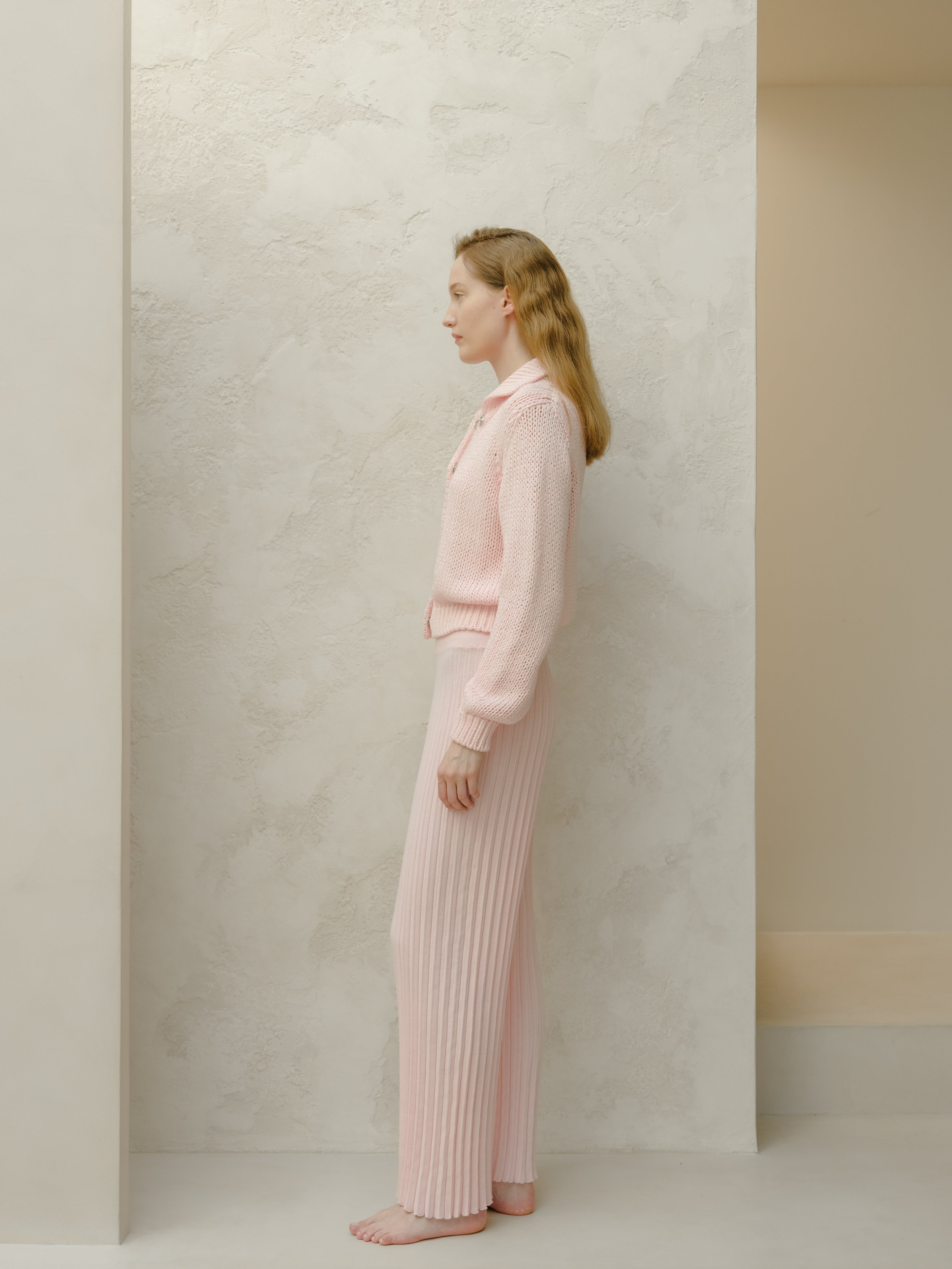 Pantaloni in cotone plissettato fine (3D-knit)