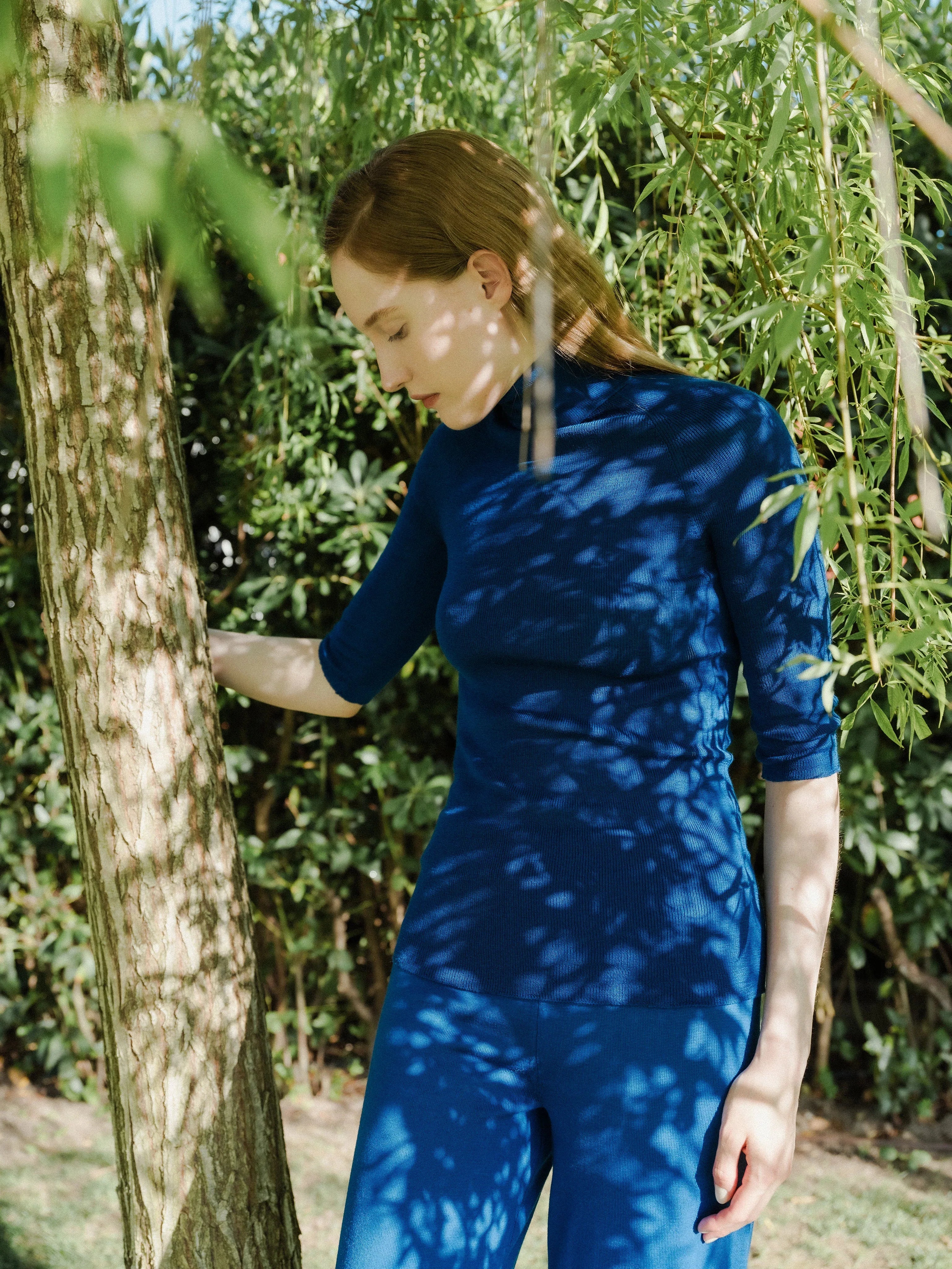 Dolcevita Extra Fine Merino Wool 3/4 Sleeve Ribbed (3D-Knit) - Nibe Clothing