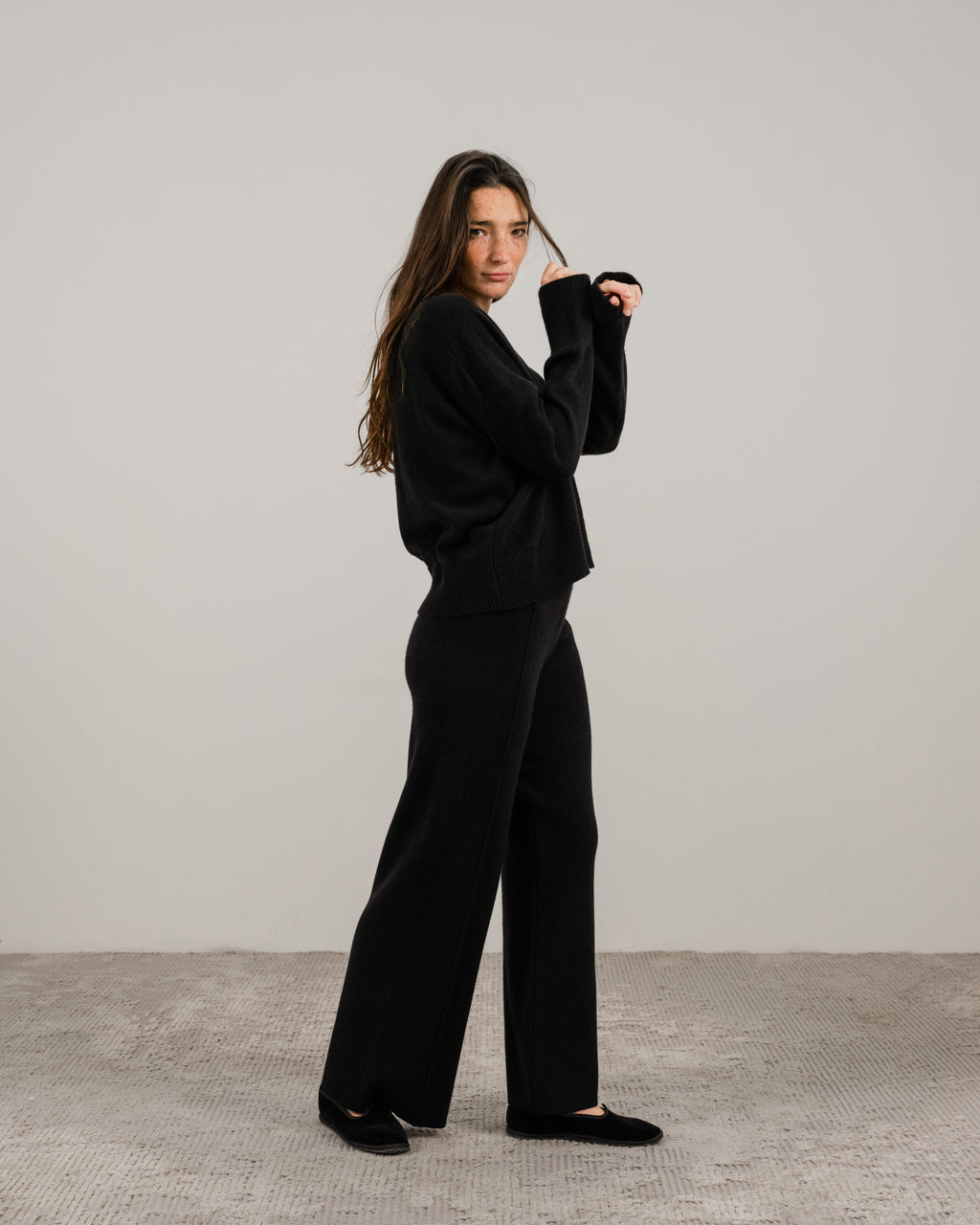 Maglia girocollo in misto cashmere