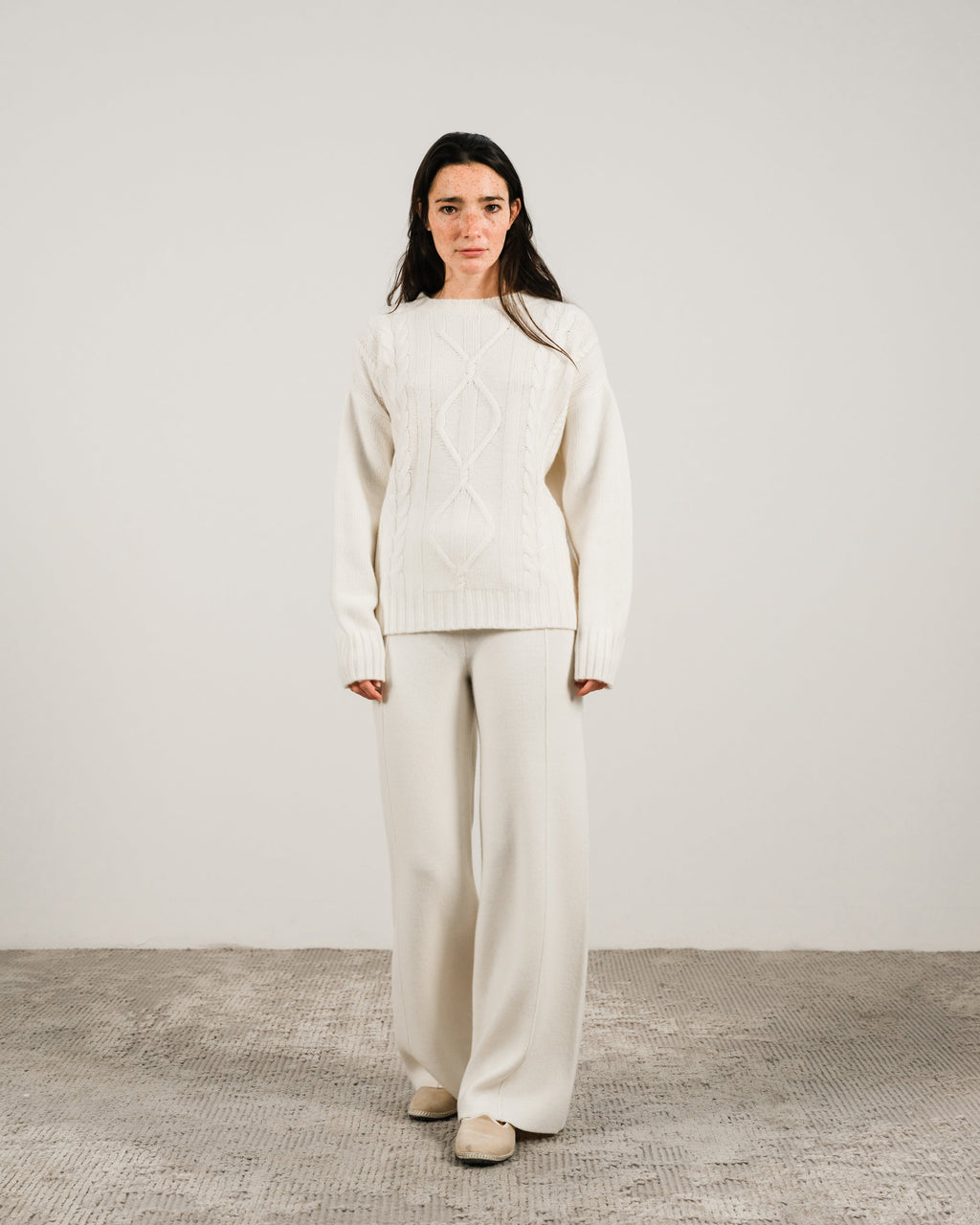 Cashmere blend cable knit sweater
