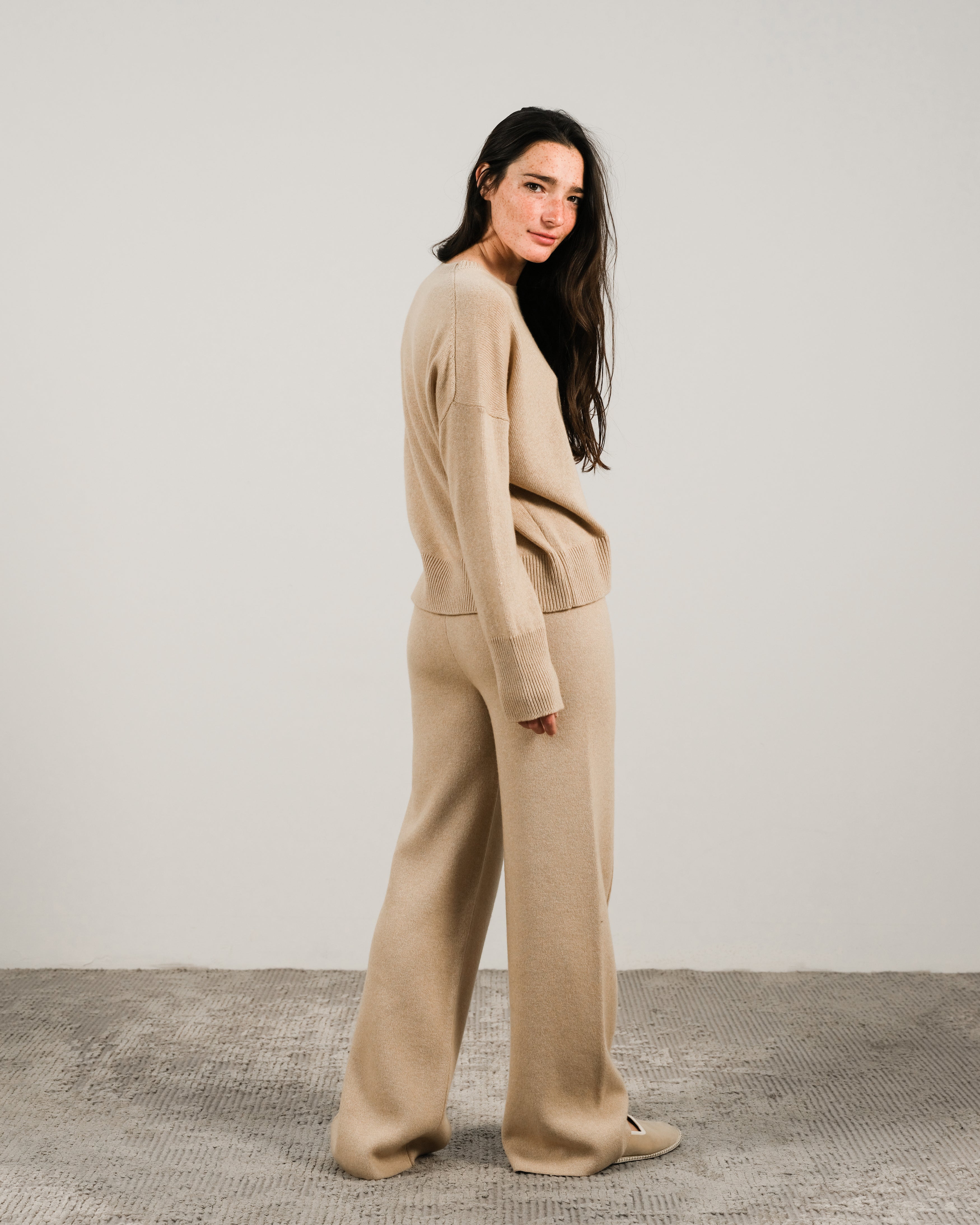 Maglia girocollo in misto cashmere