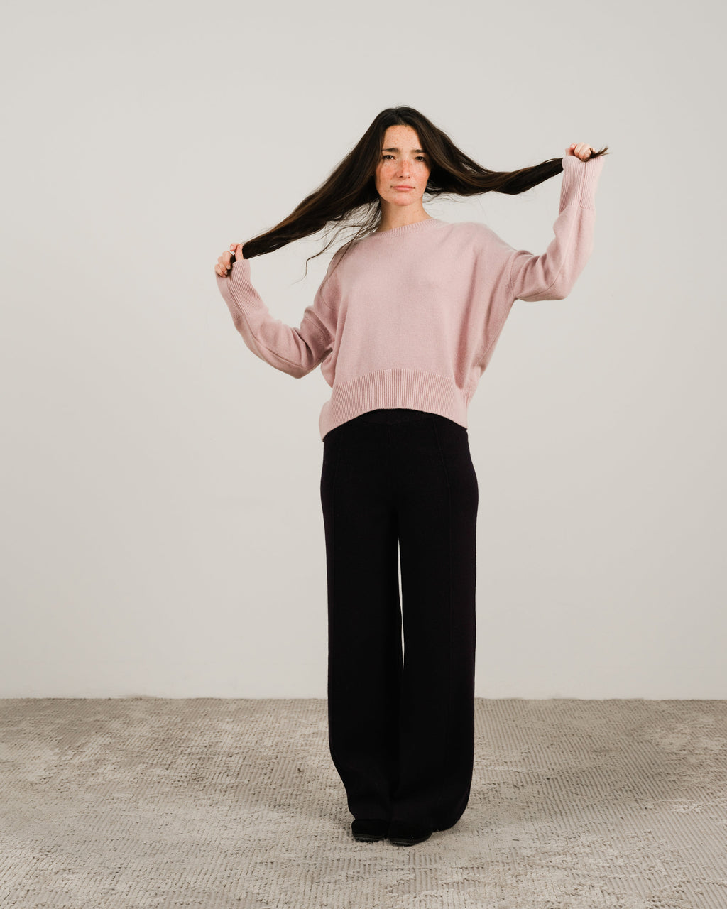 Maglia girocollo in misto cashmere