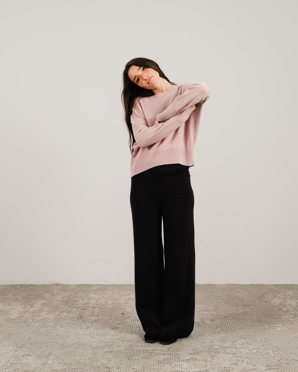 Maglia girocollo in misto cashmere