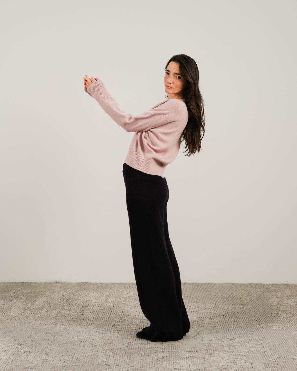 Maglia girocollo in misto cashmere