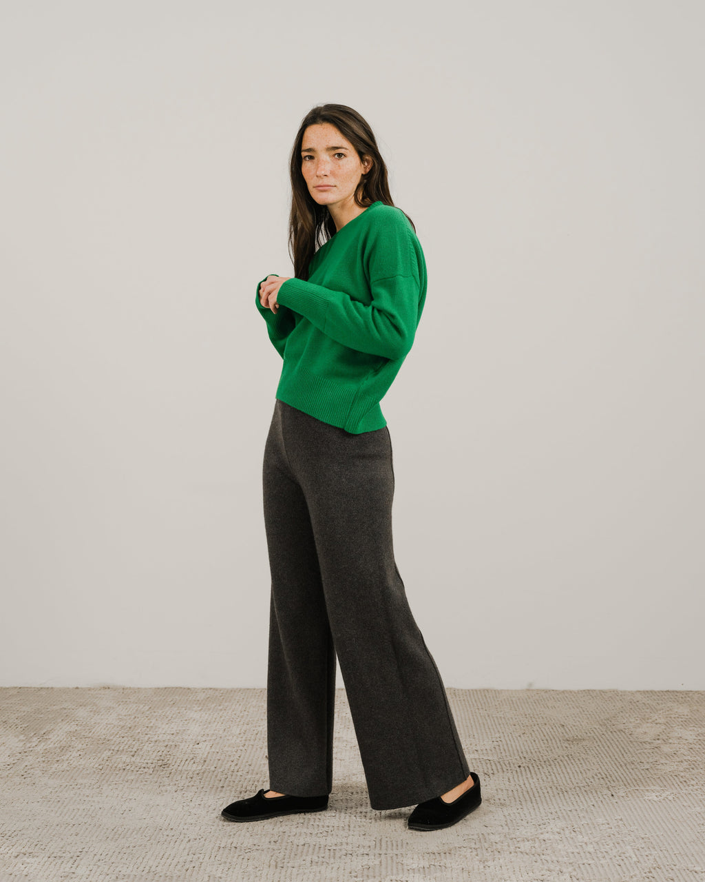 Maglia girocollo in misto cashmere