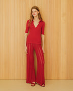 Pantaloni in cotone fine lavorati all’uncinetto a zig zag