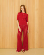 Pantaloni in cotone fine lavorati all’uncinetto a zig zag