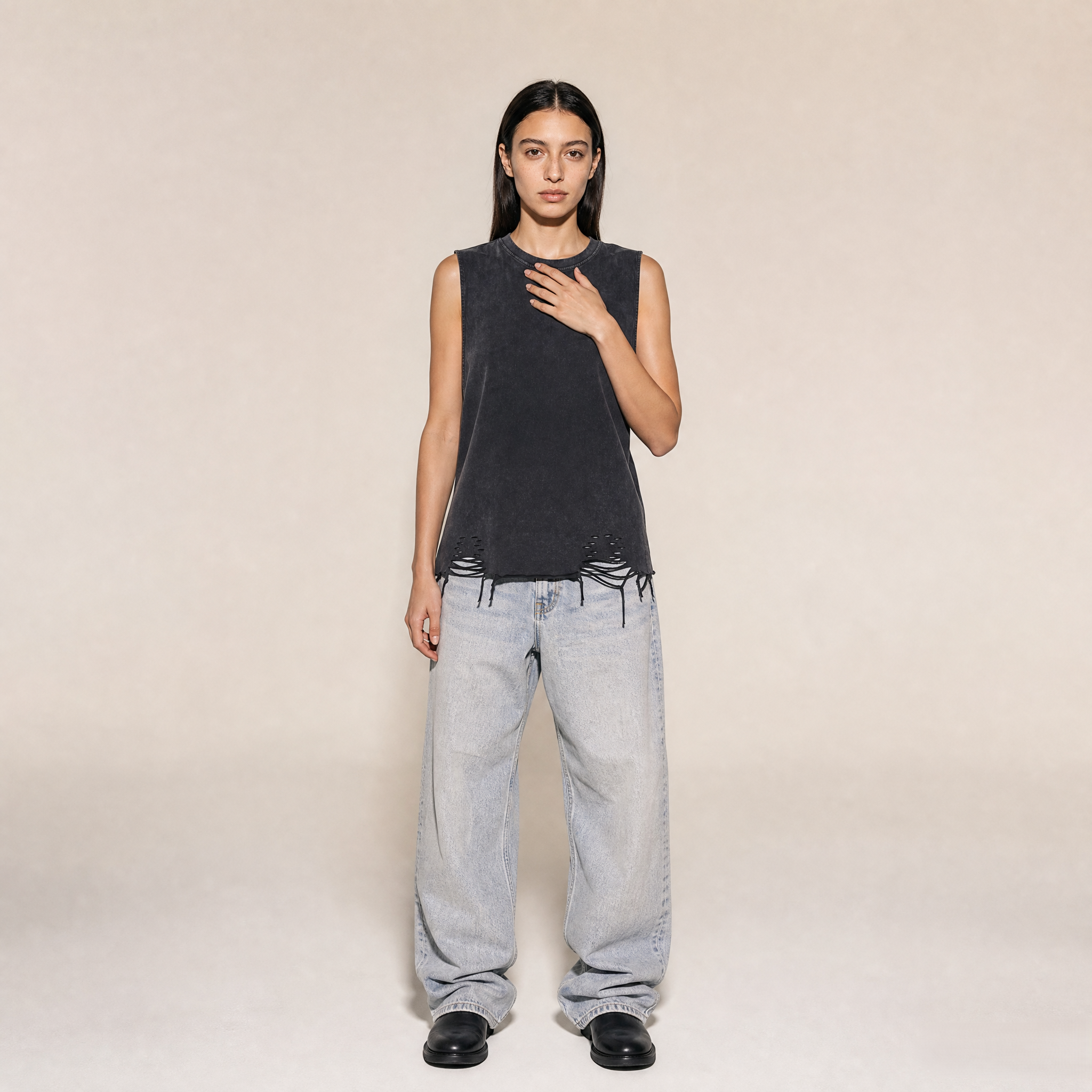 Raw-Hem Tank Top