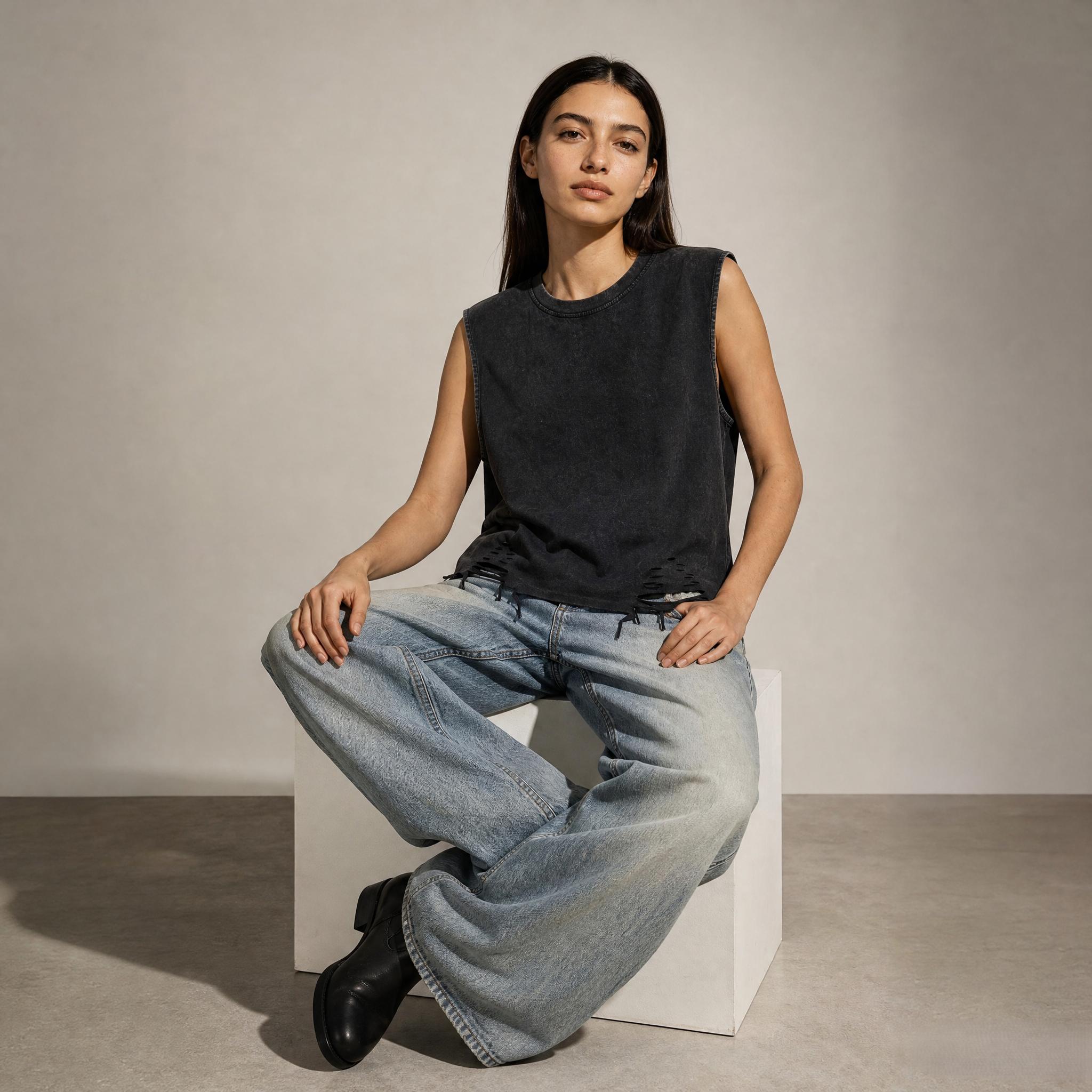 Raw-Hem Tank Top